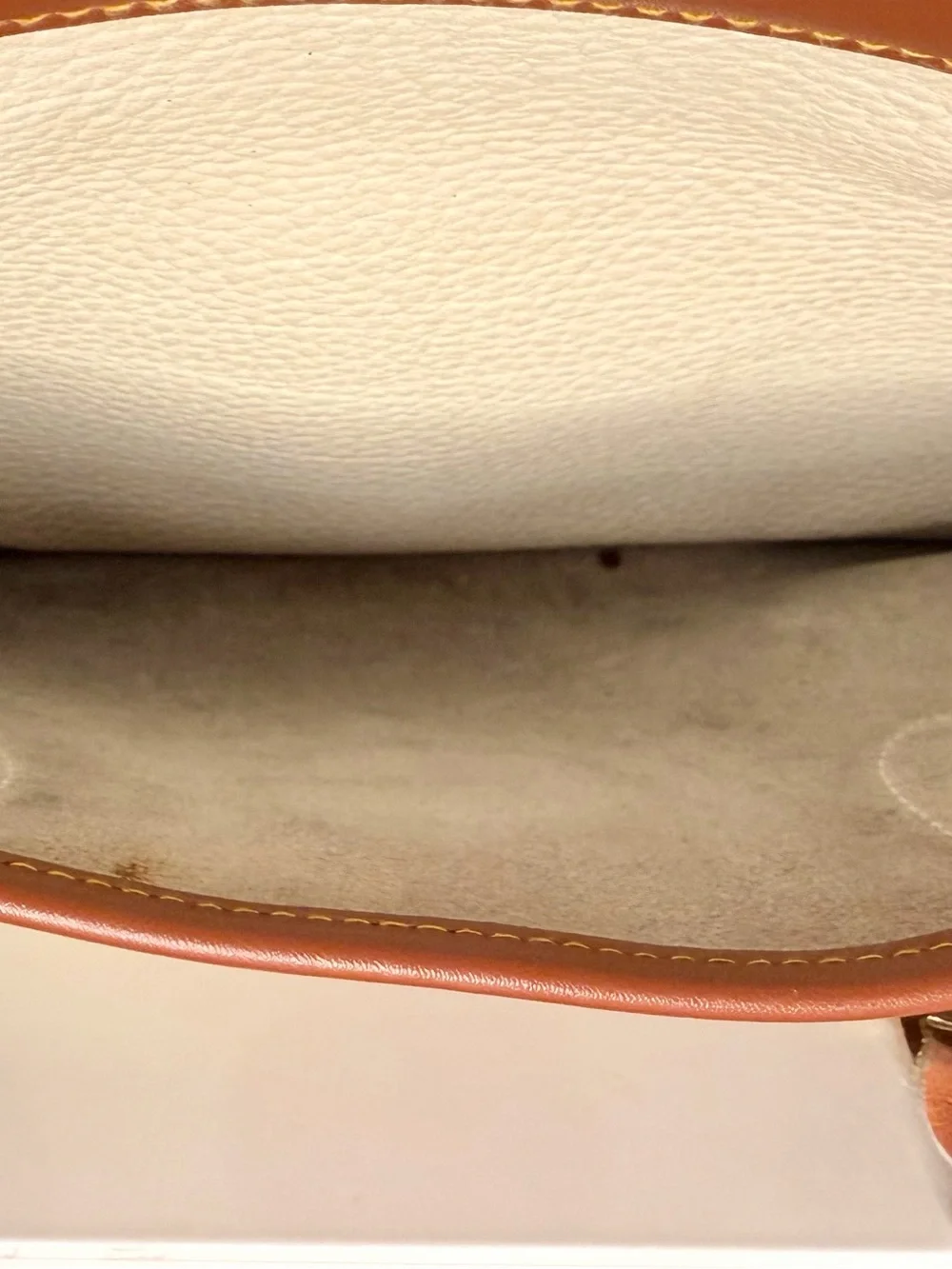 Vintage Dooney & Bourke Cream and Tan Pebble Leather Satchel and Crossbody Bag
